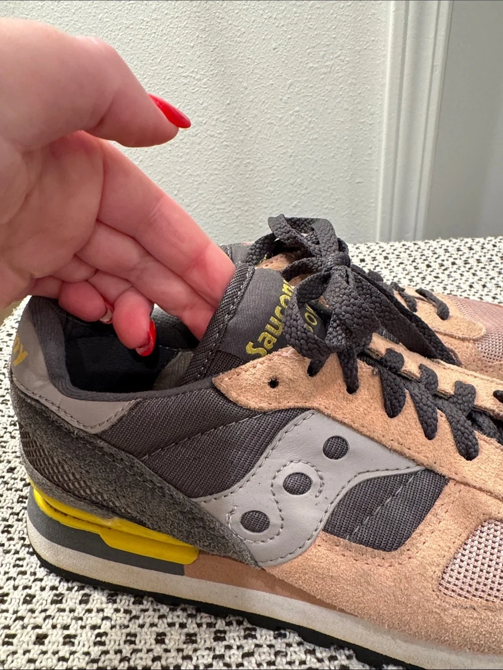 Saucony Women’s Pink, Gray & Yellow Retro Runner Sneakers